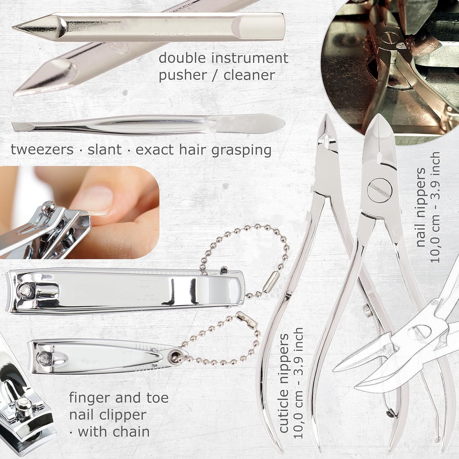 10 piece manicure pedicure grooming kit set for nail care scissors clipper pink synthetic leather case