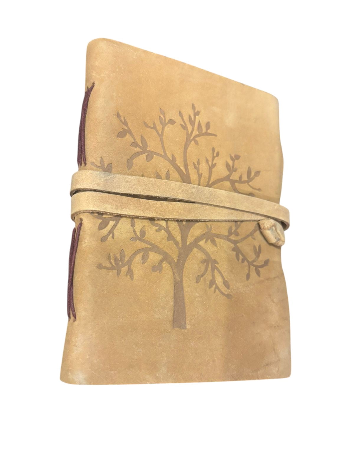 Handmade Leather Journal with Tree Design – 5x7 Inch, White Drawing Pages, Vintage Wrap Closure Notebook