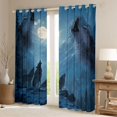thumbnail image 2 of jejeloiu Jungle Wolves Blackout Curtains Set of 2 (52x84 Each),Howling Wolf Window Curtains For Girls Boys, 2 of 6