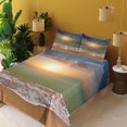 thumbnail image 3 of Ambesonne Sunset Fitted & Top Sheet Set with Shams, Idyllic Beach Scenery, Multicolor, 3 of 5