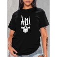 thumbnail image 1 of Skull Hand Print T-shirt, Short Sleeve Crew Neck Casual Top For Summer & Spring, Halloween Women's Clothing, 1 of 7