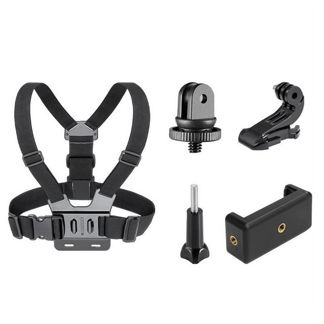 Mount Cameras Chest Harness Set Length Adjustable Breathable Elastic 5 in 1 Smartphone Chest Mount for Sports