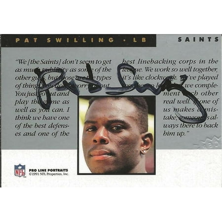 Pat Swilling Certified Autograph New Orleans Saints 1991 Pro Line Card