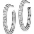 thumbnail image 3 of Sterling Silver Rhodium-Plated Cz 20X3mm C-Hoop Earrings (24 X 24) Made In China qe13740, 3 of 6