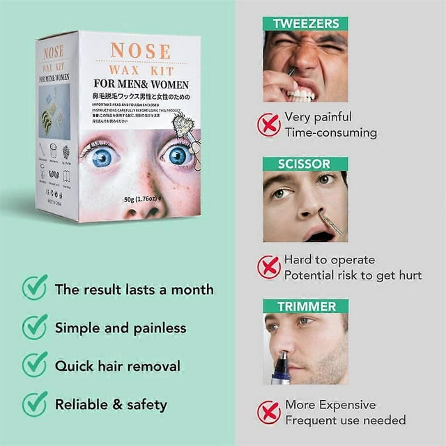 2pcs Nose Ear Hair Removal Wax Kit Painless & Easy Mens Nasal Waxing Strip Remover