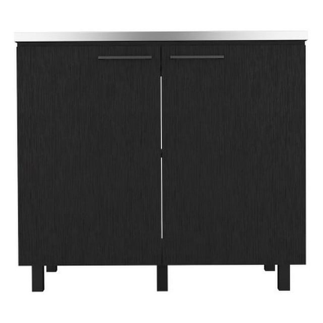 Pemberly Row Contemporary Utility Sink Cabinet Engineered Wood Black