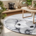 Cute Elephant 6' Round Rug for Living Room Under Coffee Table, Blue ...