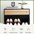thumbnail image 3 of CazToi Freestanding Shoe Rack 2 Drawer Flip Design Shoe Cabinet Linen Front Narrow Organizer, 3 of 7