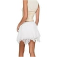 thumbnail image 5 of Short Skirts for Women On Under $10 Fashion Solid Color Lace Stacking Lrregular Bottom Layer Short Skirt, 5 of 8
