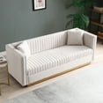 thumbnail image 5 of Modern Velvet Upholstered Sectional Sofa Set, 5 Seaters Tufted Couch with 2 Pillows and Nailhead Trims for Living Room Apartment Office, 5 of 13