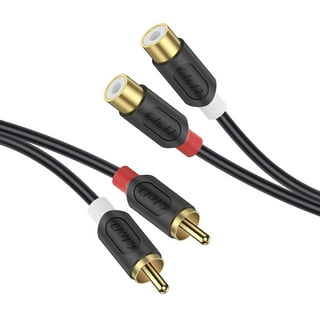 GHWL 6 Foot Gold Plated 2 RCA Male To Female Stereo Audio Extension Cable - For Home Theater & Hi-Fi