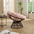 thumbnail image 5 of CQSXDA 360° Swivel Indoor Outdoor Rattan Chair With Brown Frame And Soft Cushion, Ergonomic Papasan For Reading Room Living Room And Bedroom Use, Pink, 5 of 14