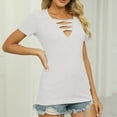 thumbnail image 5 of HAPIMO Womens Dressy V Neck Tops Casual Slim Short Sleeve Cut Out T Shirts Knitted Sweaters Ribbed White L, 5 of 5