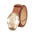 thumbnail image 3 of Jessica Simpson Women's Sculpted Gold Plaque Buckle Leather Belt for Dresses, Skirts or Blazers, 3 of 6