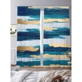 thumbnail image 3 of Abstract Modern Sheer Curtains 108 Inches Long 2 Panels Gold Blue Ripple Light Filtering Semi Sheer Window Curtains Drapes for Bedroom Living Room 52"x108", 3 of 7
