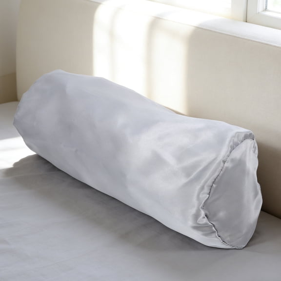 Uonlytech 2Pcs Neck Pillow Zipper Cases Grey Breathable Round Tube Pillow Covers for Cylinder Bolsters