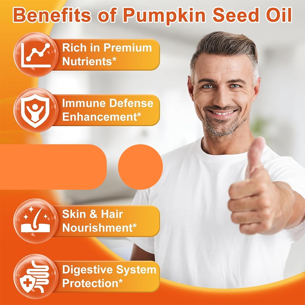 MENXI Pumpkin Seed Oil 3500mg, Cold Pressed Softgels for Hair Growth & Immune Support - 2 Bottles (60 Softgels Each)