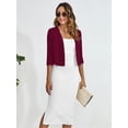 thumbnail image 6 of Chiclily Women's 3/4 Sleeve Cropped Cardigans Sweaters Burgundy Small Lightweight Open Front Shrugs for Women, 6 of 7
