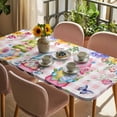 thumbnail image 3 of Easter Eggs Table Cloths for 3 Foot Rectangle Tables, Spring Floral Gnomes Plants Butterflies Pink Plaid Patio Waterproof Elastic Fitted Tablecloths, Washable Rectangular Table Cover for Camping, 3 of 8