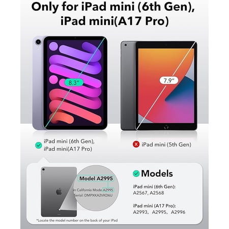 ESR iPad mini7 ケース (A17 Pro、2024) iPad mini 第7/6世代 スタンド付きケース (2024/2021) 3スタンドモード スリムで軽量落下防止 Pencil Pro/USB-C対応