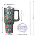 thumbnail image 2 of 40oz Pioneer Flower Floral Print Pattern Insulated Tumbler with Handle, BPA-Free Leak Proof Lid and Straws, Double Wall Vacuum, Hot 12h/Cold 34h, 2 of 6