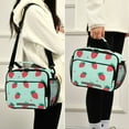 thumbnail image 5 of FORMRS Student Lunch Bag Insulated Reusable Cooler Box with Zipper Pockets, Green Strawberry, 5 of 9