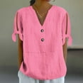 thumbnail image 3 of Zpanxa Womens Summer Tops, Women's Printed Tie-Front T-Shirt V-Neck Short Sleeve Button Down Casual Loose Fit Summer Top Non Positioning Design Fashion, 3 of 8