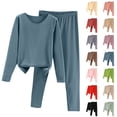 thumbnail image 4 of Women's Fleece Loungewear Set - Long Sleeve Solid Thick Warm Pajamas & Pants - Pink - L, 4 of 4