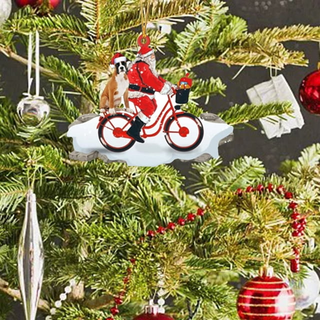Fiudx Colgante de Papá Noel, Adorable Cachorro de Acrílico, Adorno Colgante para Árbol de Bicicleta, Accesorio para Oficina y Coche, Diseño de Colores Vibrantes, Ideal para Navidad y Acción de Gracia