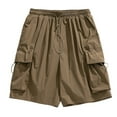thumbnail image 3 of Big and Tall Cargo Shorts for Men Below Knee 13 Inches Cotton Streetwear Trousers Regular Fit with Multi-Pocket,Coffee,L, 3 of 6
