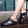 thumbnail image 4 of Roman Sandals for Men, Mens Leather Sandals, Fisherman Sandals for Men, Mens Casual Walking Sandals Closed Toe Beach Shoes Sports Outdoor Sandals Summer Sandals for Hiking Trekking, Black 7, 4 of 9