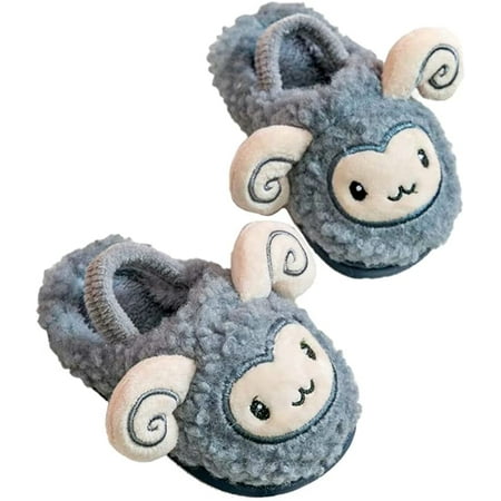 

CoCopeaunts Toddler Girls Slippers Cute Animal Sheep Fuzzy Slippers with Fleece Lining Non-slip Indoor Shoes for Kids