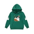 thumbnail image 4 of Placlothes Girls' Hall-oween Matching Outfit Set - Army Green 3-12Y, Hoodie & Jogger Pants with Ghost/Pumpkin Prints,Size 3 T, 4 of 5