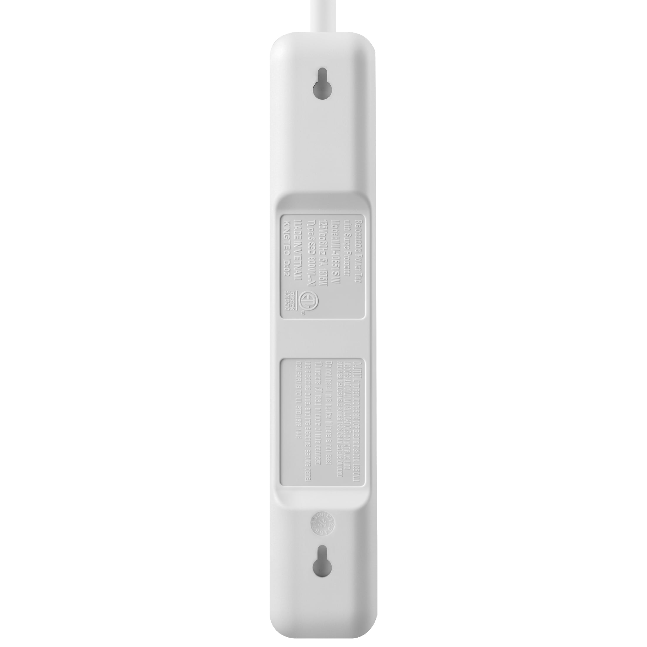 Hyper Tough 6 Outlet Surge Protector with 2.5 ft Extension Cord, White