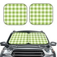 thumbnail image 6 of Lsque White Green Plaid 2 PCS Windshield Sun Shade | CarFoldable Window Covers | Car Accessories Reflect UV for Universal Cars SUV Truck | Medium, 6 of 7