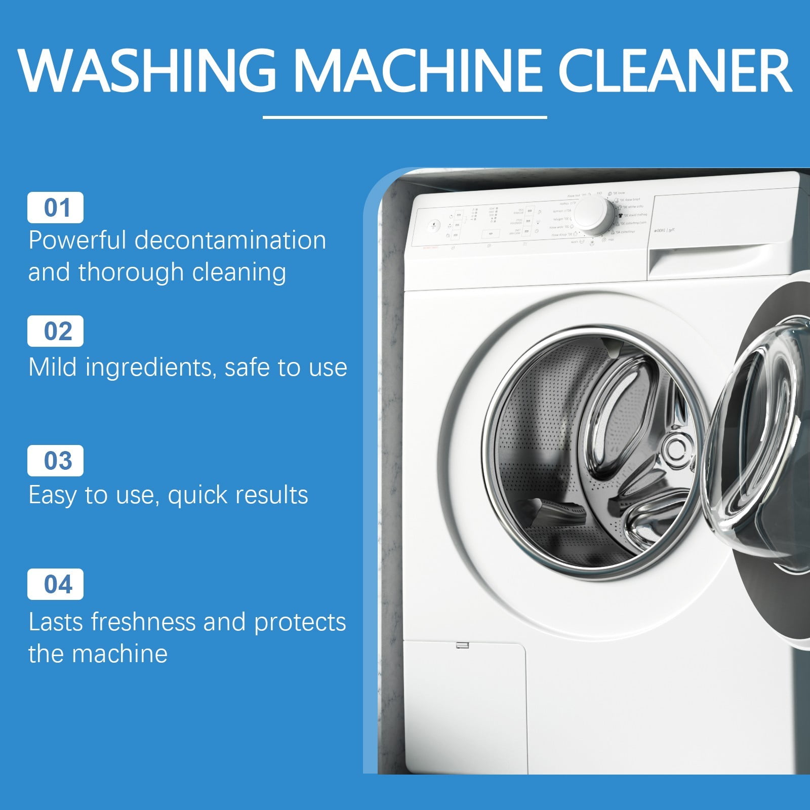 Yatlte Washing Machine Cleaner Powder – Deep Clean & Odor Eliminator, Anti-Mite Formula for Front/Top Loaders, Septic Safe for Home/Hotel Use