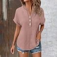 thumbnail image 2 of Ltctricy Summer Tops for Women Fashion V Neck Quarter Button Pleated Short Sleeve T Shirts Soft Casual Tunic Tees, 2 of 7