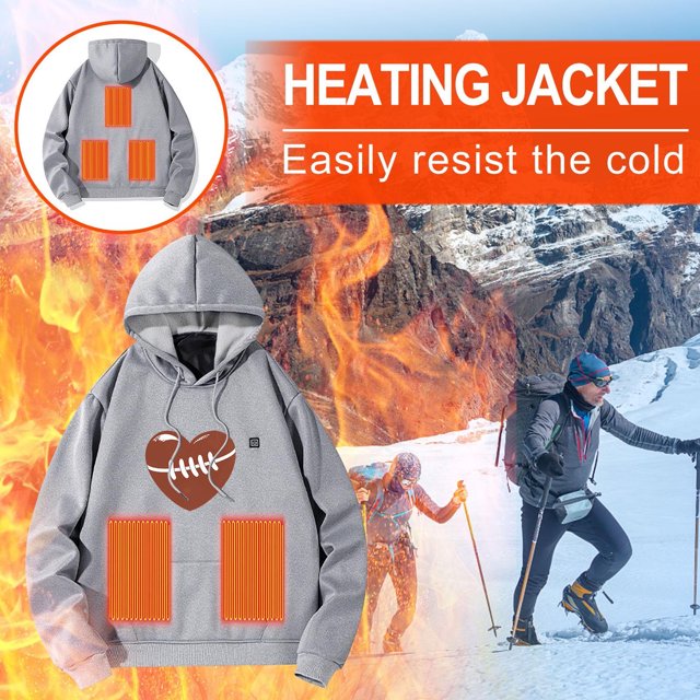 Sudadera con capucha de manga larga, informal, para exteriores y chaquetas, unisex, con calefacción, recargable por USB, sudadera térmica, lavable, para hombre y mujer, abrigo para mujer