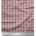 thumbnail image 1 of Soimoi Red Modal Satin Fabric Window Pane Check Printed Fabric 1 Yard 42 Inch Wide, 1 of 1
