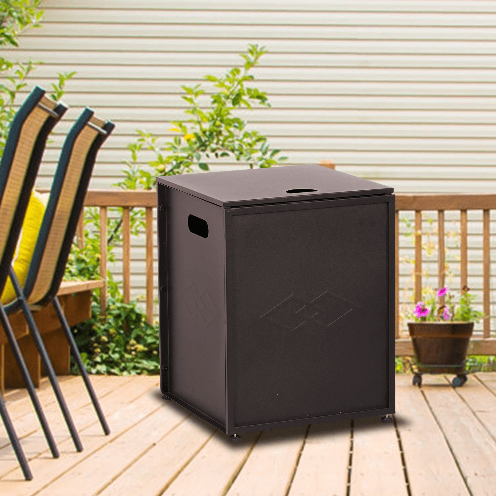 16'' Propane Tank Cover Hideaway Side Table 20 lbs Propane Gas Holder for Gas Fire Pit, Grill, Griddle & Stoves, Bronze