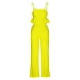 thumbnail image 4 of REORIAFEE 2 Piece Outfits for Women Summer Sets Lounge Matching Sets Sweatsuit Vacation Clothes Set Workout Set Fashion Women Summer Square Neck Casual Sleeveless Top + Pant Set Yellow S, 4 of 6