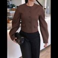 thumbnail image 4 of Blazer Corto con Botones para Mujer, Ropa Informal de Negocios para Otoño e Invierno. Color Café L, 4 of 8