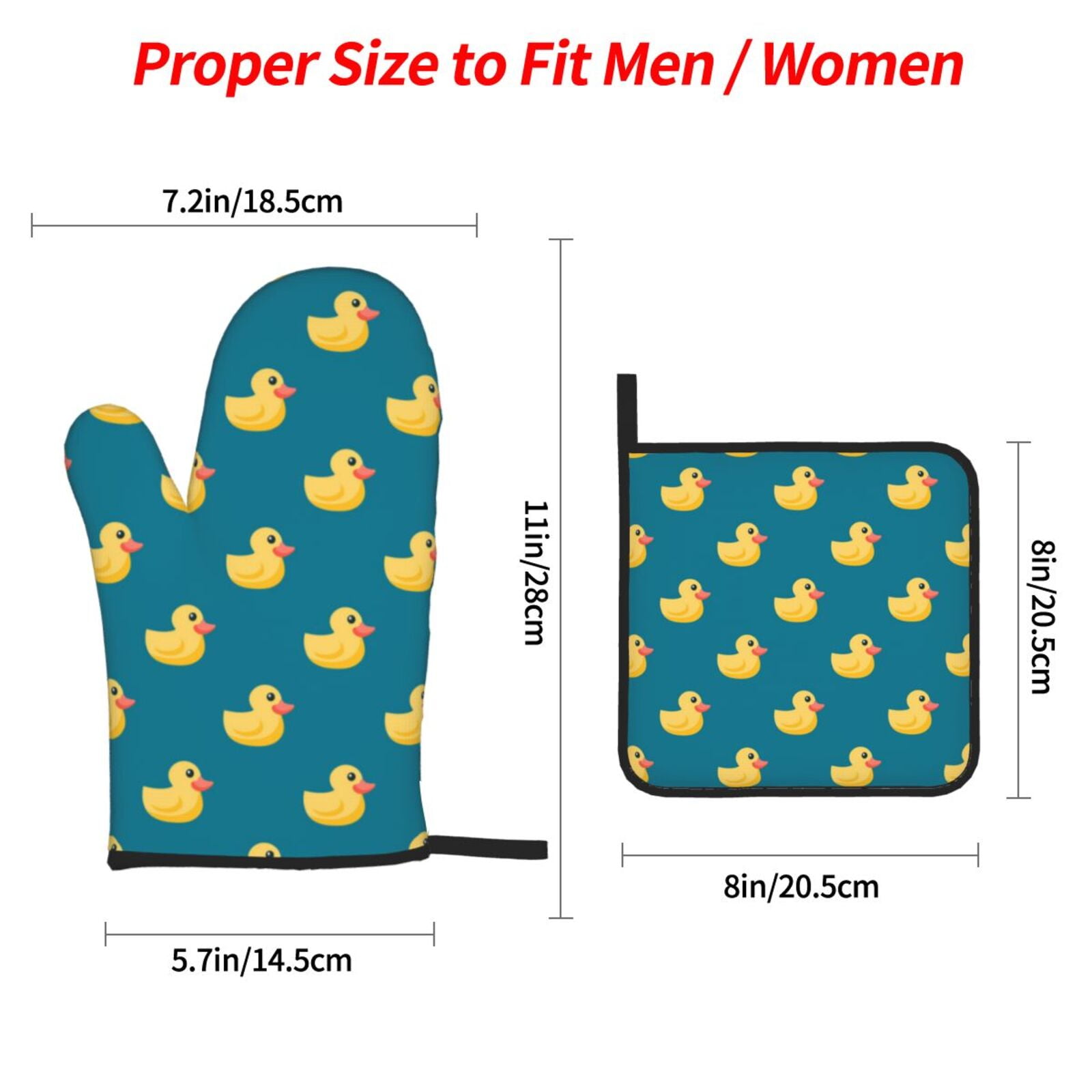 Yellow Duck Rubber Ducks 4Pcs Oven Mitts and Pot Holders Sets Oven Kitchen Gloves Hot Pads for Cooking BBQ Baking Grilling