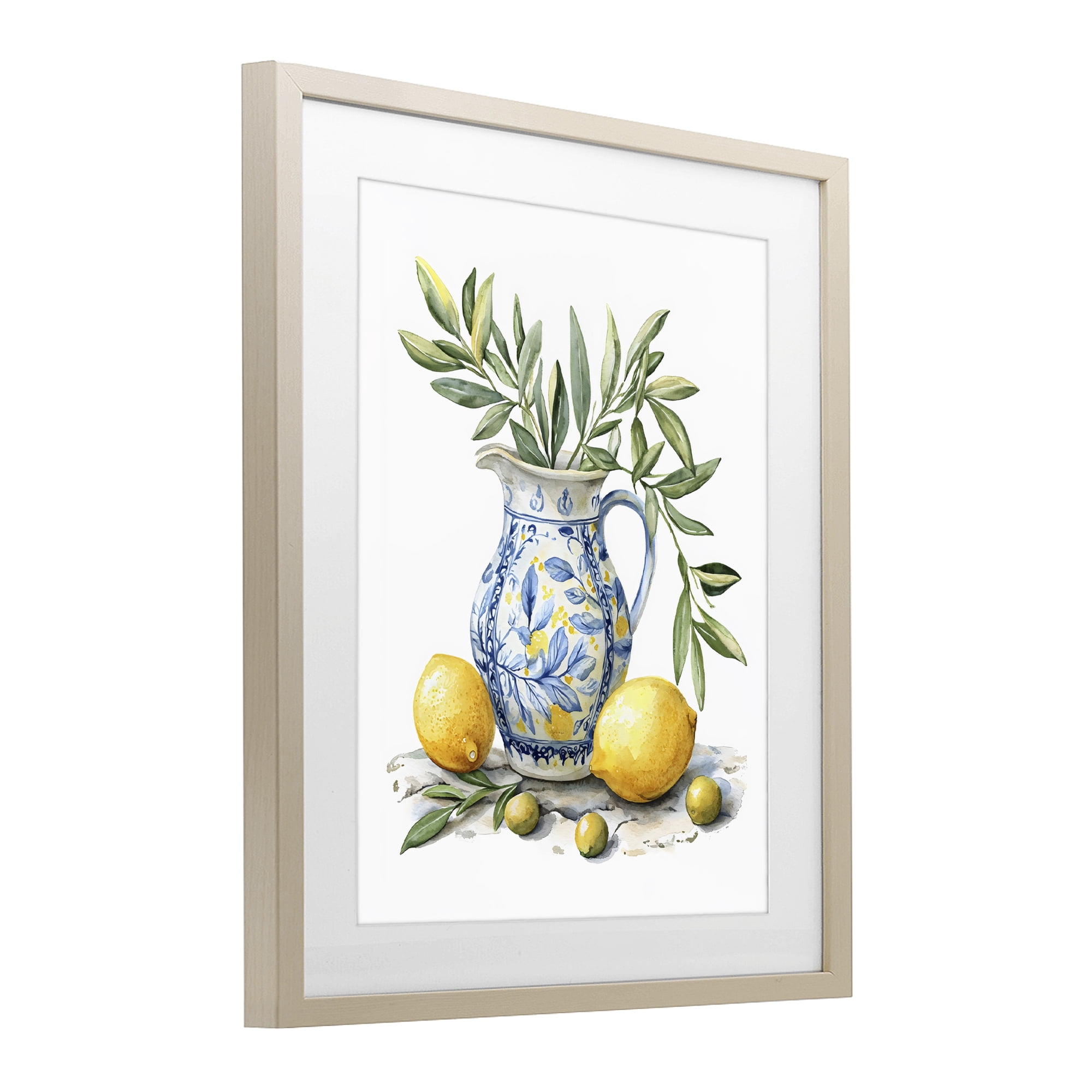 Stupell Industries Lemon & Olive Branch Still Life Birch Framed Print Under Glass, design by LSR Design Studio