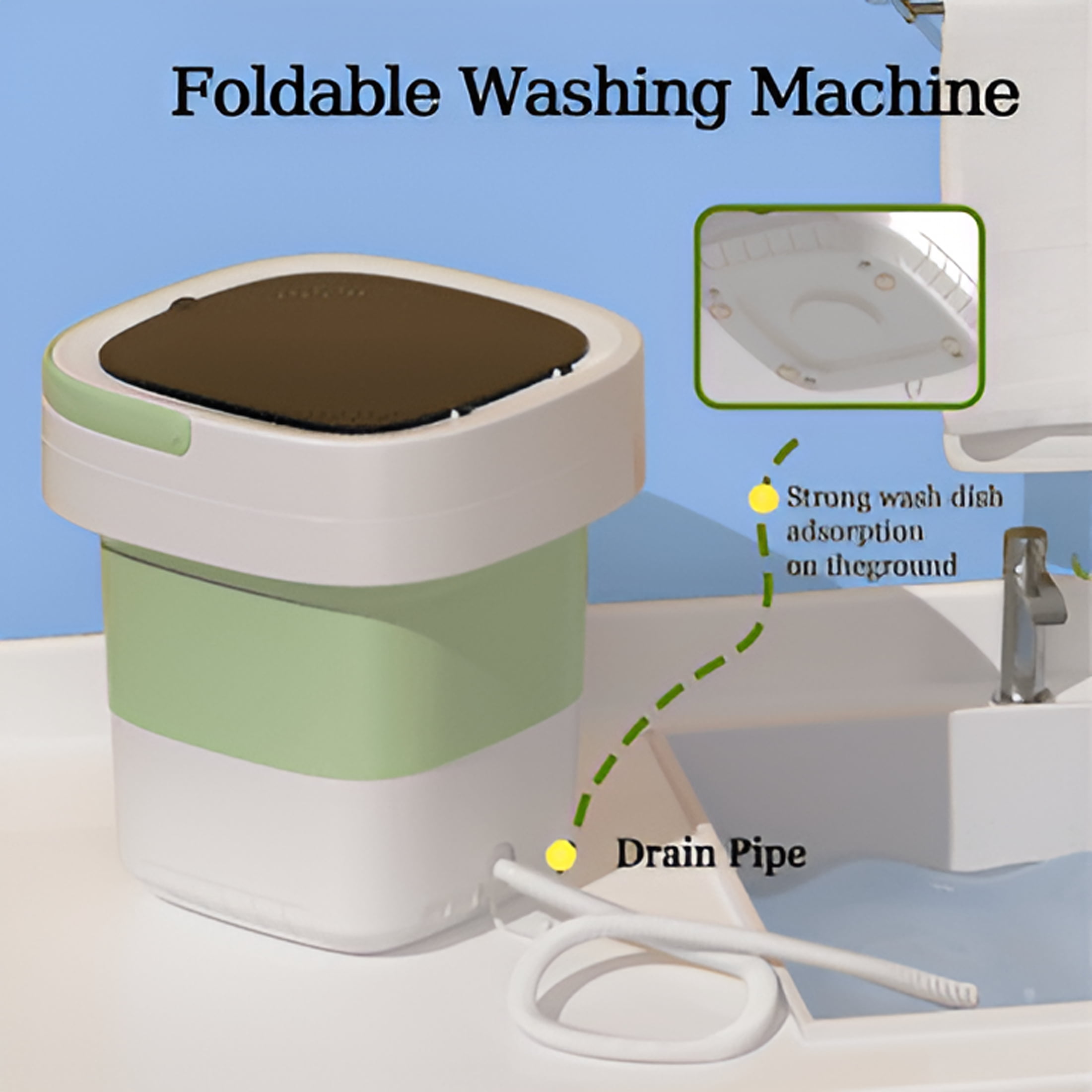 CURYMAY 2026 New Portable Washing Machine,Mini Washer,12L Upgraded Large Capacity Foldable Washer,Deep Cleaning of Underwear,Baby Clothes&Other Small Clothes. Suitable for Hotel,Camping(Green)