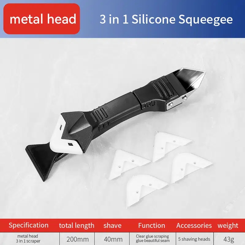 Caulking Tool, 3 in 1 Caulking Tool Kit, Silicone Caulk Remover Tool, Sharp Stainless Steelhead