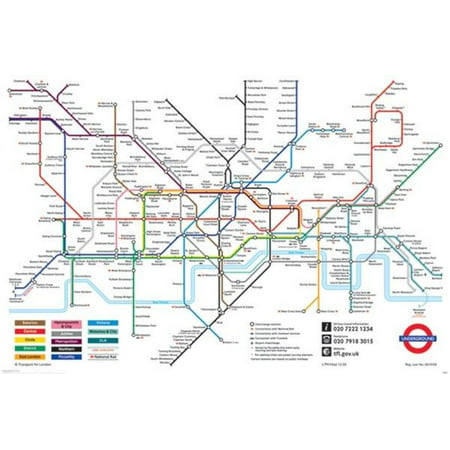 London Underground Map The Tube Subway Urban Transport England Poster - 36x24