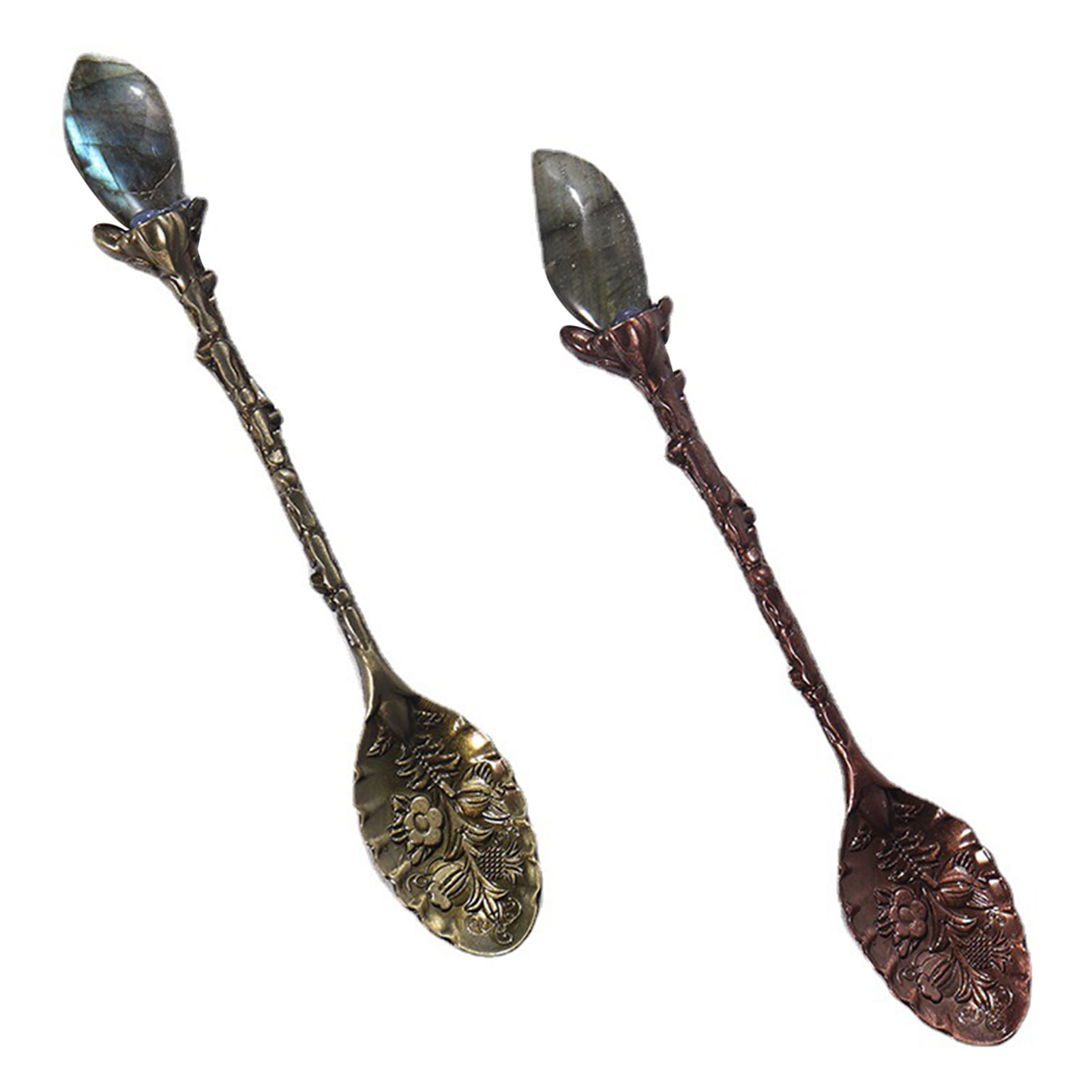 Vintage Dessert Spoon Crystal Head Silver Bronze Copper Coffee Spoon one 