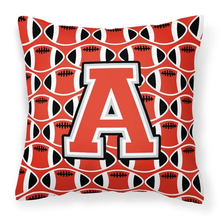 Letter A Football Scarlet and Grey Fabric Decorative Pillow