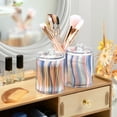 thumbnail image 3 of Yayeee 4 Pack Qtip Holder Bathroom Cotton Swab Canister with Lid Clear Dispenser Set, Abstract Pink, 3 of 6